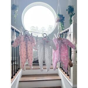 3 Darling Cozy Fleece Footed Pajama Sleepers 3mths